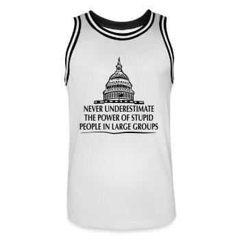 : Stupid People in Large Groups - Maillot de basket Homme - blanc/noir - Devant - AI Model Male 185 dark (185cm)