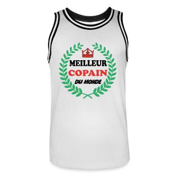 Meilleur copain du monde - Maillot de basket Homme - blanc/noir - Devant - AI Model Male 185 dark (185cm)
