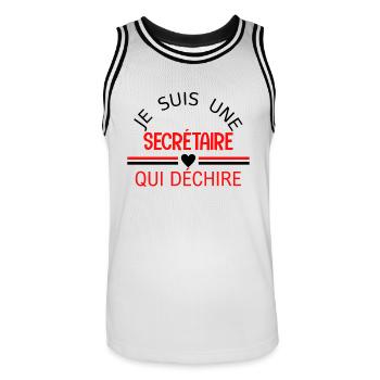 je suis une secrétaire qui déchire - Männer Basketball-Trikot - Weiß/Schwarz - Vorne - AI Model Male 185 dark (185cm)