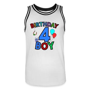 Birthday Boy 4 - Männer Basketball-Trikot - Weiß/Schwarz - Vorne - AI Model Male 185 dark (185cm)