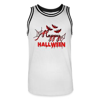 Halloween scary witch horror ghost monster - Men's Basketball Jersey - white/black - Front - AI Model Male 185 dark (185cm)