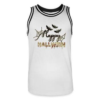 Halloween scary witch horror ghost monster - Men's Basketball Jersey - white/black - Front - AI Model Male 185 dark (185cm)
