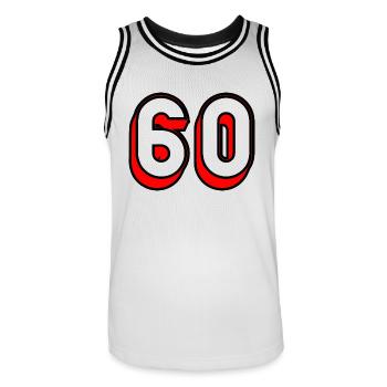 60 ANS. 60e ANNIVERSAIRE. ANNIVERSAIRE 60 ANS. 60 - Maillot de basket Homme - blanc/noir - Devant - AI Model Male 185 dark (185cm)