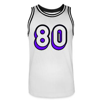 80. 80 JAHRE. 80-JÄHRIGES JUBILÄUM. 80-JÄHRIGES JUBILÄUM - Männer Basketball-Trikot - Weiß/Schwarz - Vorne - AI Model Male 185 dark (185cm)