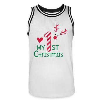 Mein erstes Weihnachten - Männer Basketball-Trikot - Weiß/Schwarz - Vorne - AI Model Male 185 dark (185cm)
