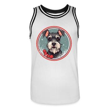 Zwergschnauzer Hund Weihnachten, Liebe Hunde - Männer Basketball-Trikot - Weiß/Schwarz - Vorne - AI Model Male 185 dark (185cm)