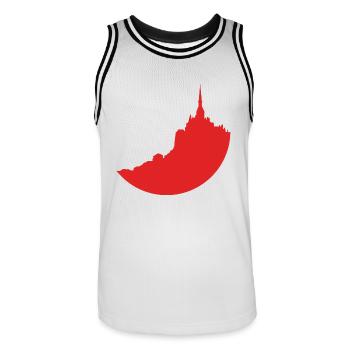 Mont Saint Michel red silhouette - Men's Basketball Jersey - white/black - Front - AI Model Male 185 dark (185cm)