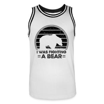 Hilarious Broken Arm Design. I Was Fighting A Bear - Men's Basketball Jersey - white/black - Front - AI Model Male 185 dark (185cm)
