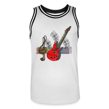 Guitar - Men's Basketball Jersey - white/black - Front - AI Model Male 185 dark (185cm)