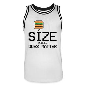 La taille compte vraiment - Burger Humour Gift - Maillot de basket Homme - blanc/noir - Devant - AI Model Male 185 dark (185cm)