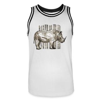 Nashorn - Männer Basketball-Trikot - Weiß/Schwarz - Vorne - AI Model Male 185 dark (185cm)
