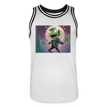 Drunkenstein’s Monster Halloween jeu de mots amusant - Maillot de basket Homme - blanc/noir - Devant - AI Model Male 185 dark (185cm)