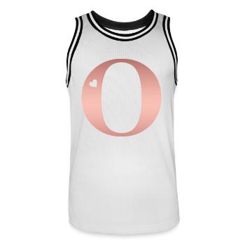 Buchstabe O Roségold - Männer Basketball-Trikot - Weiß/Schwarz - Vorne - AI Model Male 185 dark (185cm)