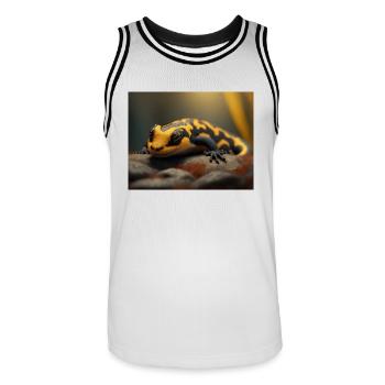 Cute animals doing hibernation – fire salamander - Men's Basketball Jersey - white/black - Front - AI Model Male 185 dark (185cm)