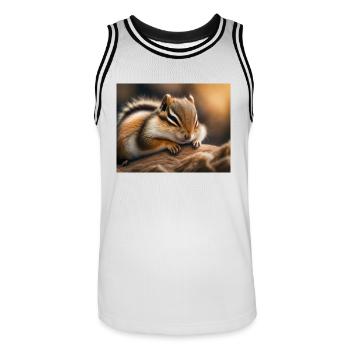 Niedliche Tiere im Winterschlaf – Streifenhörnchen - Männer Basketball-Trikot - Weiß/Schwarz - Vorne - AI Model Male 185 dark (185cm)