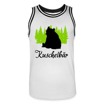 "Kuschelbär: Sanfte Stärke" - Männer Basketball-Trikot - Weiß/Schwarz - Vorne - AI Model Male 185 dark (185cm)