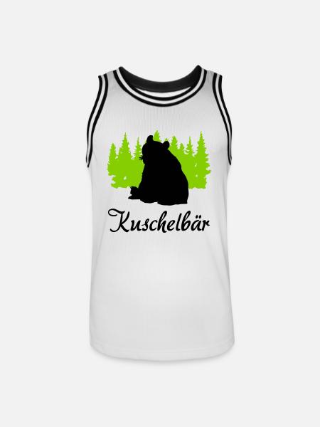 "Kuschelbär: Sanfte Stärke" - Männer Basketball-Trikot - Weiß/Schwarz