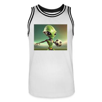 niedliche kleine grüne retro vintage alien jeden tag - Männer Basketball-Trikot - Weiß/Schwarz - Vorne - AI Model Male 185 dark (185cm)