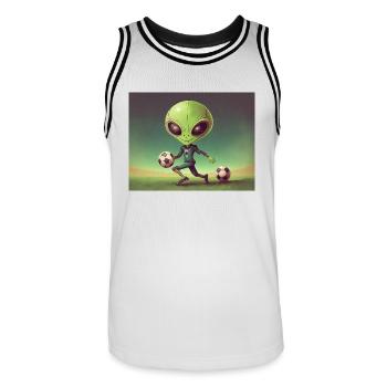 niedliche kleine grüne retro vintage alien jeden tag - Männer Basketball-Trikot - Weiß/Schwarz - Vorne - AI Model Male 185 dark (185cm)