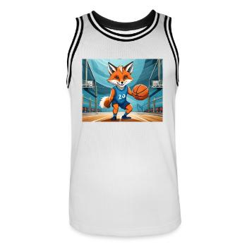Niedlicher kleiner Teufel Fuchs Alltag – Kekse - Männer Basketball-Trikot - Weiß/Schwarz - Vorne - AI Model Male 185 dark (185cm)