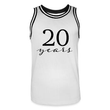 20 ans - Maillot de basket Homme - blanc/noir - Devant - AI Model Male 185 dark (185cm)