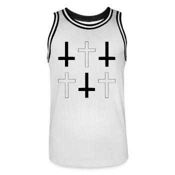 6 crosses - Men's Basketball Jersey - white/black - Front - AI Model Male 185 dark (185cm)