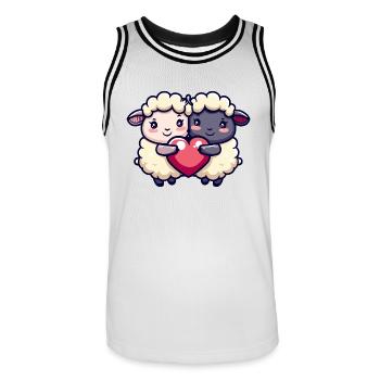 Mouton Couple Amour Couple Amoureux - Maillot de basket Homme - blanc/noir - Devant - AI Model Male 185 dark (185cm)