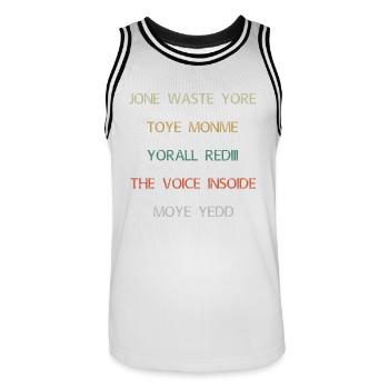 JONE WASTE YORE TOYE MONME YORALL REDIII THE VOICE - Men's Basketball Jersey - white/black - Front - AI Model Male 185 dark (185cm)