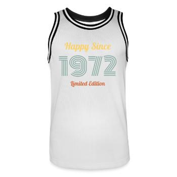 HAPPY SINCE 1972 LIMITED EDITION birthday gift - Men's Basketball Jersey - white/black - Front - AI Model Male 185 dark (185cm)