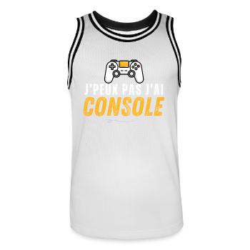 je peux pas jai console cadeau geek jeux video - Maillot de basket Homme - blanc/noir - Devant - AI Model Male 185 dark (185cm)