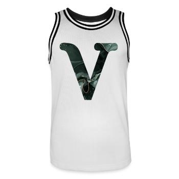 Grün marmorierter V-Buchstabe - Männer Basketball-Trikot - Weiß/Schwarz - Vorne - AI Model Male 185 dark (185cm)
