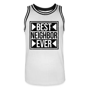 Best Neighbor Ever World's Favorite Greatest Kind - Men's Basketball Jersey - white/black - Front - AI Model Male 185 dark (185cm)