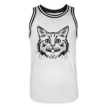 Cat, Cat Motif, Cat Face - Men's Basketball Jersey - white/black - Front - AI Model Male 185 dark (185cm)