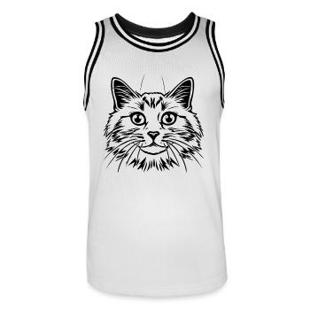 Cat, Cat Motif, Cat Face - Men's Basketball Jersey - white/black - Front - AI Model Male 185 dark (185cm)