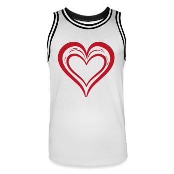 Herz - Männer Basketball-Trikot - Weiß/Schwarz - Vorne - AI Model Male 185 dark (185cm)