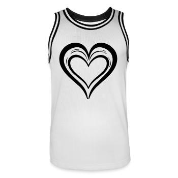 Herz - Männer Basketball-Trikot - Weiß/Schwarz - Vorne - AI Model Male 185 dark (185cm)