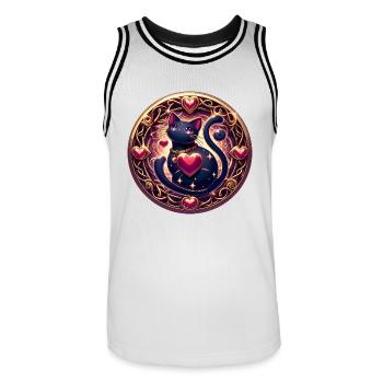 Cat Magic - Men's Basketball Jersey - white/black - Front - AI Model Male 185 dark (185cm)