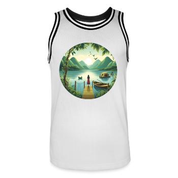 Addiction aux lacs - Maillot de basket Homme - blanc/noir - Devant - AI Model Male 185 dark (185cm)