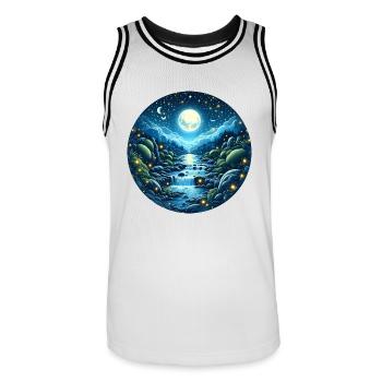 Magie de la Lune - Maillot de basket Homme - blanc/noir - Devant - AI Model Male 185 dark (185cm)