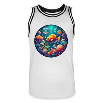 Monde magique sous-marin - Maillot de basket Homme - blanc/noir - Devant - AI Model Male 185 dark (185cm)