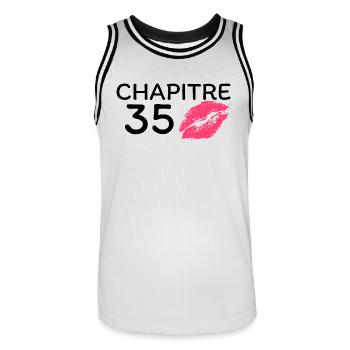 Chapitre 35 ans joyeux anniversaire - Maillot de basket Homme - blanc/noir - Devant - AI Model Male 185 dark (185cm)