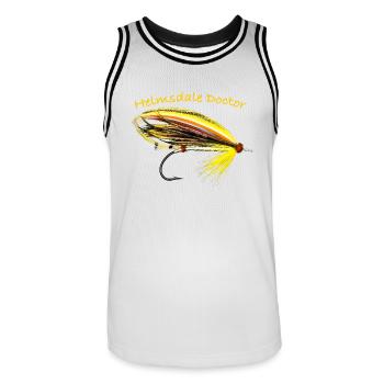Helmsdale doctor classic salmon fly - Men's Basketball Jersey - white/black - Front - AI Model Male 185 dark (185cm)