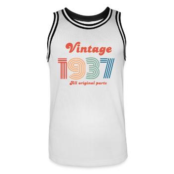 Vintage 1937 all original parts - Men's Basketball Jersey - white/black - Front - AI Model Male 185 dark (185cm)
