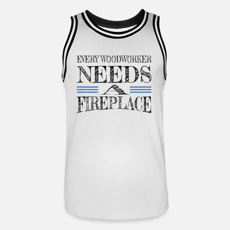 Devis Construction Charpentier Charpenterie Bûcheron - Maillot de basket Homme - blanc/noir