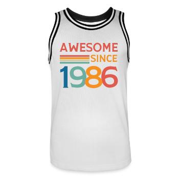 Awesome since 1986 - Men's Basketball Jersey - white/black - Front - AI Model Male 185 dark (185cm)