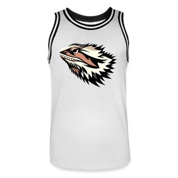 Bearded dragon - Men's Basketball Jersey - white/black - Front - AI Model Male 185 dark (185cm)
