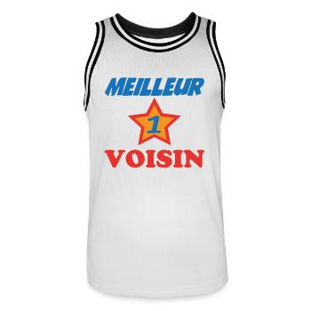 Meilleur VOISIN - Maillot de basket Homme - blanc/noir - Devant - AI Model Male 185 dark (185cm)