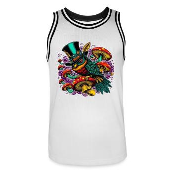 Hibou coloré avec chapeau haut de forme - Maillot de basket Homme - blanc/noir - Devant - AI Model Male 185 dark (185cm)