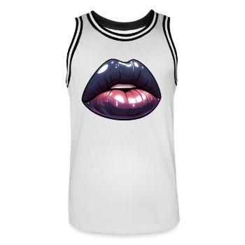 Schwarze Lippen - Dark Mystery - Männer Basketball-Trikot - Weiß/Schwarz - Vorne - AI Model Male 185 dark (185cm)