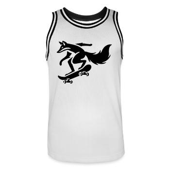 Minimalistischer Fuchs auf Skateboard Silhouette - Männer Basketball-Trikot - Weiß/Schwarz - Vorne - AI Model Male 185 dark (185cm)